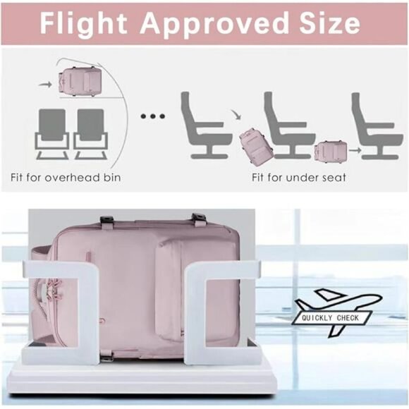 SHRRADOO Travel Laptop Backpack 17 Inch Airline Approved Work Hiking Bag Pink - Picture 6 of 8